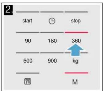 2. start stop 90 180 360 600 900 kg M