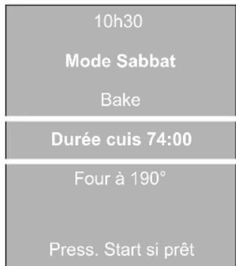 BOSCH HBN5450UC - Pour régler le mode Sabbat : - 1