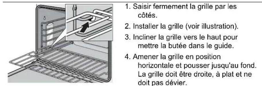 BOSCH HBN5450UC - Mise en place de la grille plate dans le four : - 1