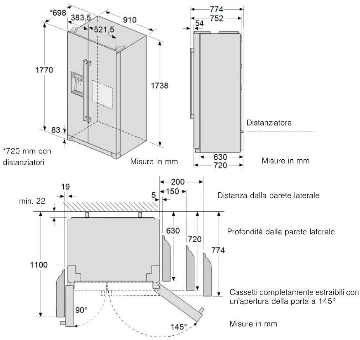 SIEMENS KA90DVI30 - Misure di installazione - 1