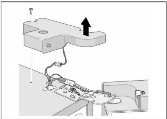 Mechanical assembly diagram showing a bracket with wires and connectors, no visible text or symbols.