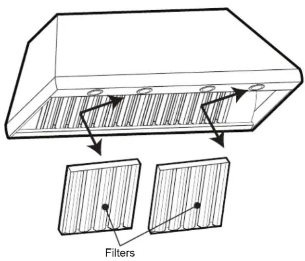 THERMADOR HPCB48NS - To Install Filters and Grease Trays: - 2