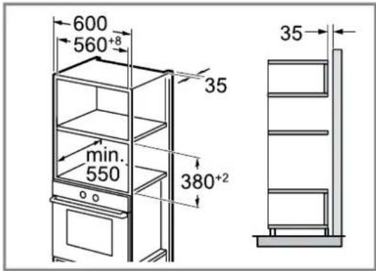 SIEMENS BE550LMR0 - Cotes d'encombrement dans le placard vertical - 1