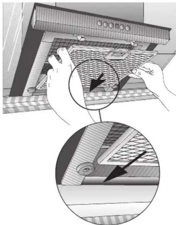 BOSCH DWK096665 - Innsetting av fettfilteret: - 1