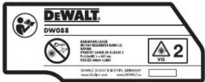 DEWALT DW088CGXJ - Étiquettes apposées sur les outils : - 1