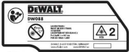 DEWALT DW088CGXJ - Schilder auf dem Werkzeug - 1