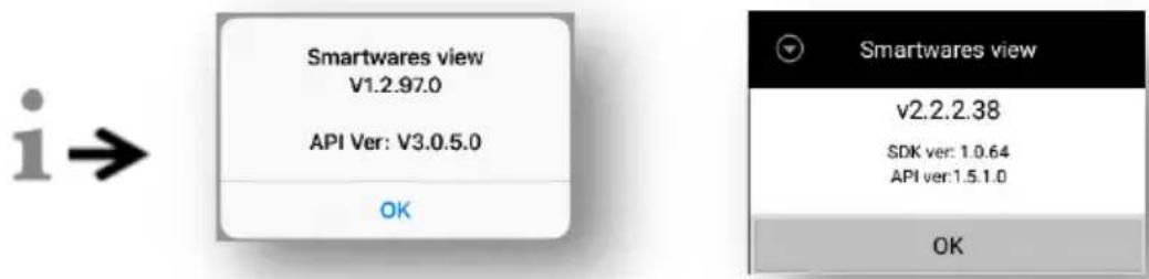 SMARTWARES DIC23112 - À propos de l'application/infos de version API - 1