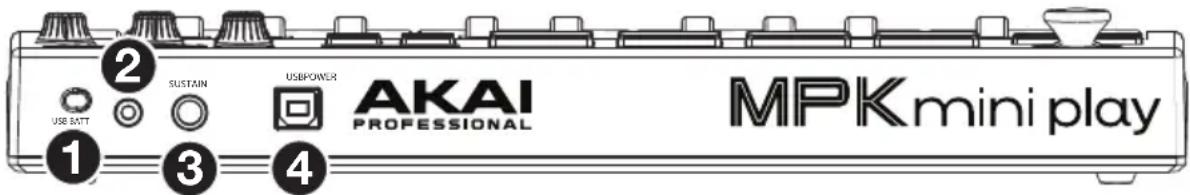 2 SUSTAIN USBPOWER AKAI PROFESSIONAL MPK mini play 1 3 4