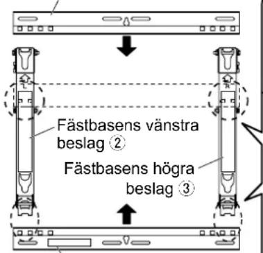 Fästbasens vänstra beslag ② Fästbasens högra beslag ③