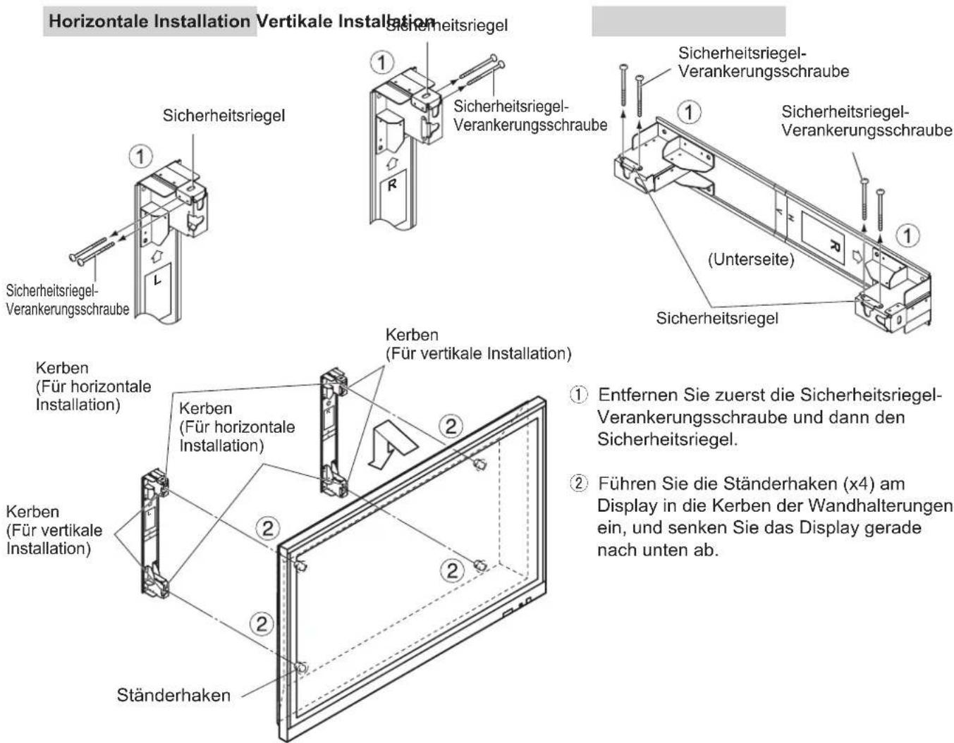 PANASONIC TYWK103PV9 - Montieren Sie das Display an der Wandhalterung. - 1