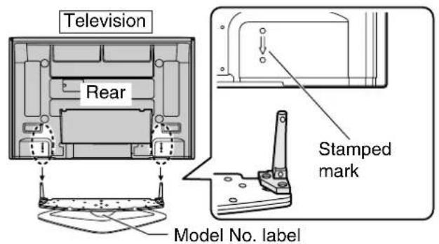 PANASONIC TYST42PX500 - Insert the poles into the holes in the television. - 1
