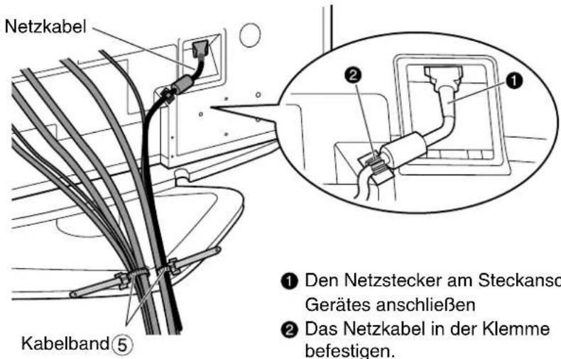 PANASONIC TYST42PX500 - Die Halterungen für die Kabel und das Netzkabel anbringen. - 1