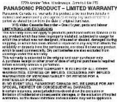 PANASONIC PVV4522K - Limited Warranty - 1