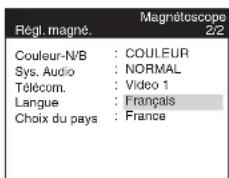 PANASONIC NVHS825F - Sélection de la langue ou du pays - 1