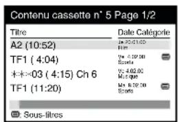 PANASONIC NVFJ712F - Pour vérifier le contenu du réseau de cassettes par numéro de cassette, titre, catégorie ou date d'enregistrement - 1
