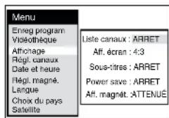 PANASONIC NVFJ712F - Réglages pour l'option "Affichage" du menu principal - 1
