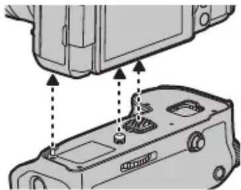 PANASONIC Lumix DMWBGG9 - Fixez la prise d'alimentation en place en alignant la vis de retenue, les contacts électriques et les broches de fixation. - 1