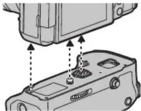 PANASONIC Lumix DMWBGG9 - Insert by aligning the attachment screw, electrical contacts, and camera attachment pins. - 2
