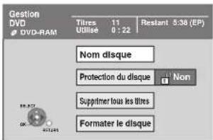 PANASONIC DMREX81 - Appuyez sur[▲, ▼] pour sélectionner "Gestion HDD" ou "Gestion DVD", puis appuyez sur [OK]. - 1