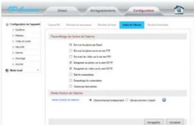 MCL IPCAM075EWHD - Configuration d'action de l'alarme - 1