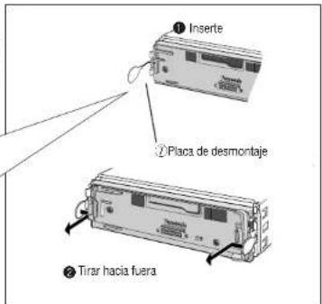 ① Inserte ② Placa de desmontaje ③ Tirar hacia fuera