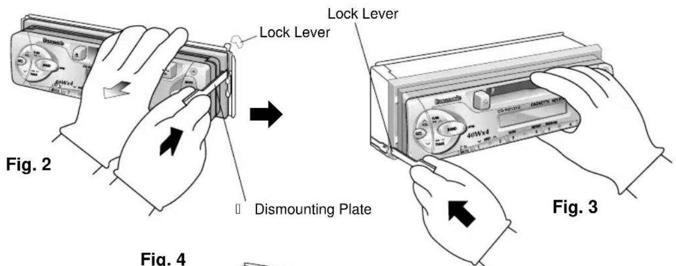 PANASONIC CQRG131U - Installation Guide continued To Remove the Unit - 2
