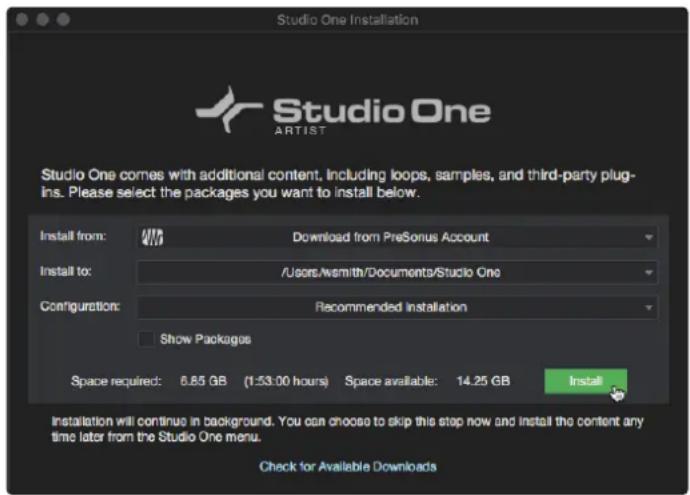 PRESONUS Studio 1810c - Installation du contenu fourni avec Studio One Artist - 1
