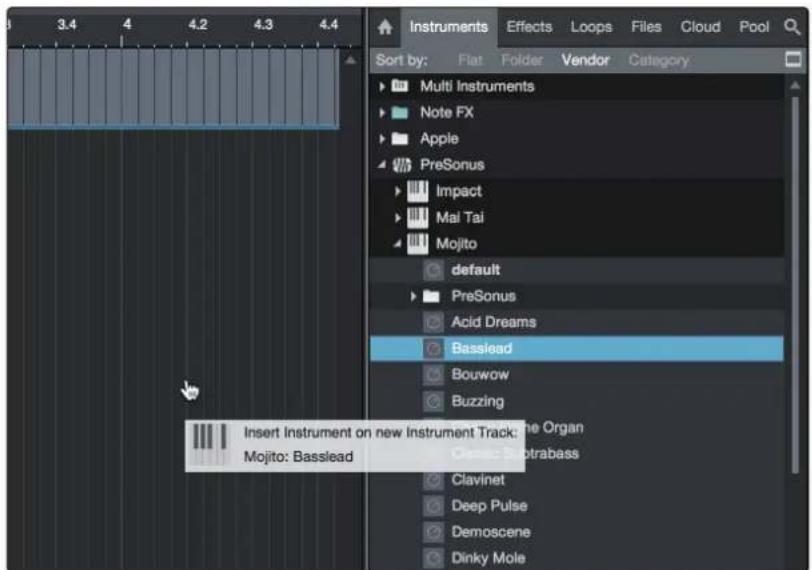 PRESONUS Studio 1810c - Glisser-déposer d'instruments virtuels - 1