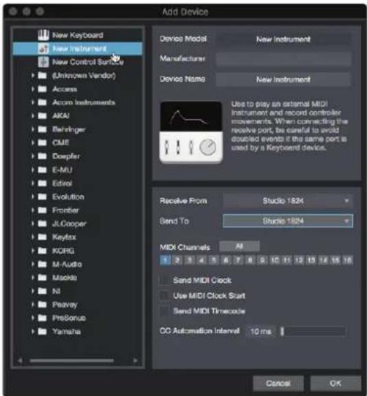 PRESONUS Studio 1810c - Configuration d'un module de sons MIDI externe depuis la page d'accueil - 2