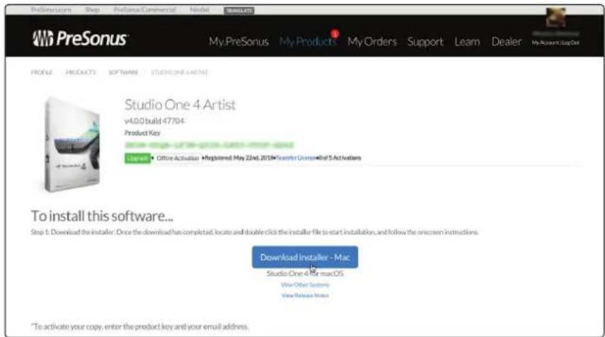 PRESONUS Studio 1824c - Téléchargement et lancement du programme d'installation de Studio One - 1