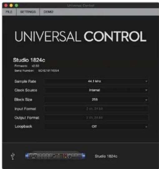 PRESONUS Studio 1824c - Fenêtre de lancement d'UC Surface - 2