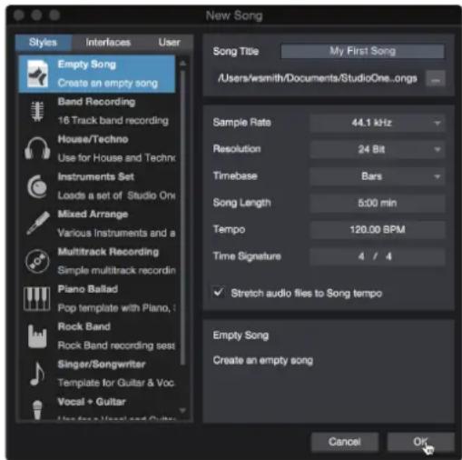 PRESONUS Studio 1824c - Création d'un nouveau morceau - 2
