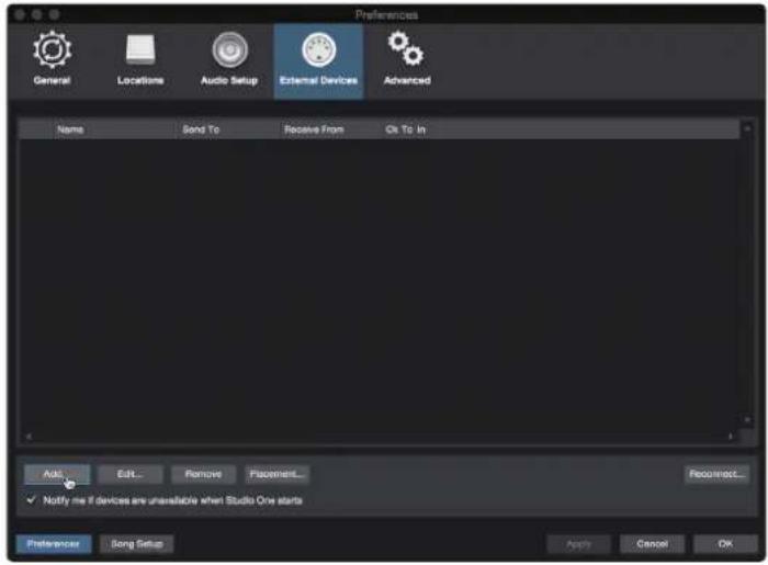 PRESONUS Studio 68c - Configuration d'un module de sons MIDI externe depuis la page d'accueil - 1