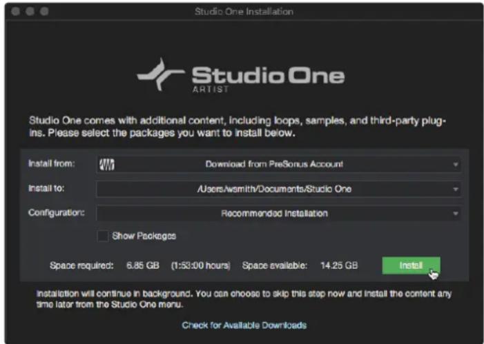 PRESONUS Studio 68c - Téléchargement et lancement du programme d'installation de Studio One - 2