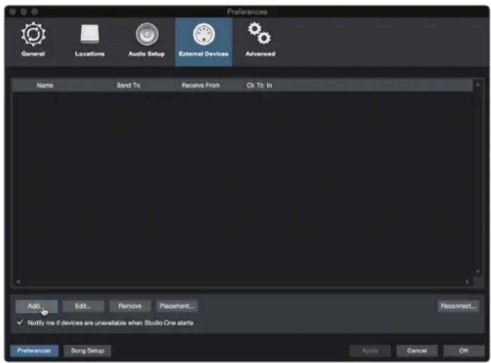PRESONUS Studio 24c - Configuration d'un clavier de commande MIDI externe depuis la page d'accueil - 2