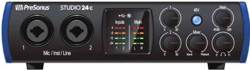 PRESONUS Studio 24c - Connexions de la face avant - 1