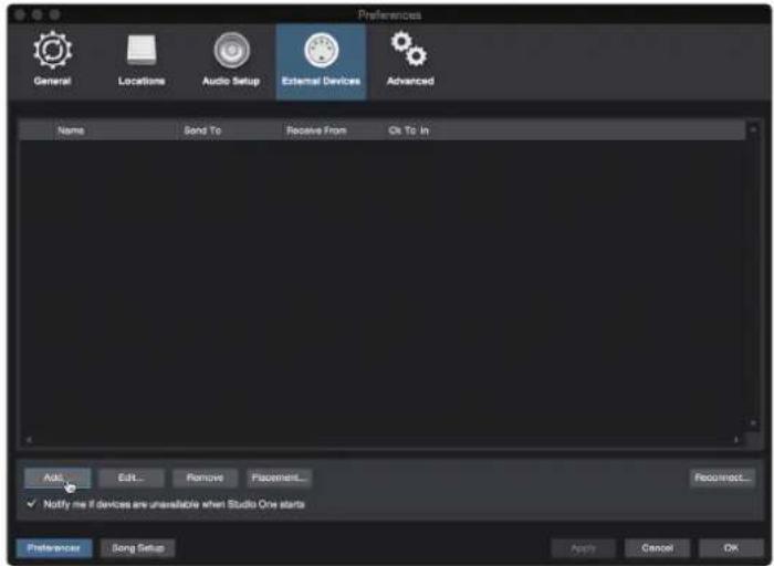 PRESONUS Studio 26c - Configuration d'un module desons MIDI externe depuis la page d'accueil - 1