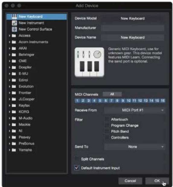 PRESONUS Studio 26c - Configuration d'un clavier de commande MIDI externe depuis la page d'accueil - 3
