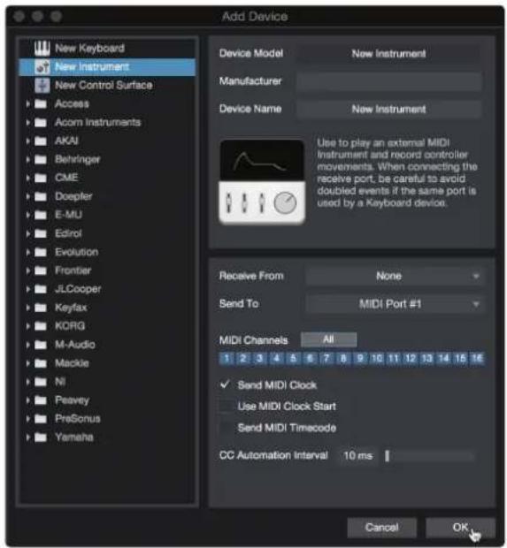PRESONUS Studio 26c - Configuration d'un module desons MIDI externe depuis la page d'accueil - 2
