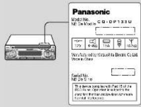 PANASONIC CQDPX153U - Part 15 of the FCC Rules - 1