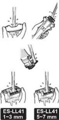 PANASONIC ESLL41 - Clean the shaver, the outer foil section, the trimmer, and the comb attachment with running water. - 2