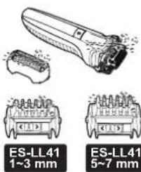 PANASONIC ESLL41 - Dry the outer foil section, the shaver, the trimmer, and the comb attachment completely. - 1