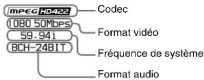 mPEG HD422 1080 50Mbps 59.94i 8CH-24BIT Codec Format vidéo Fréquence de système Format audio