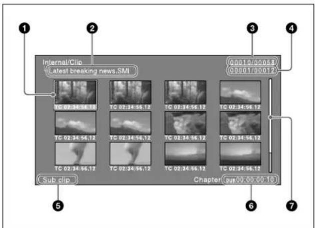 SONY XDS1000 - Écran de vignettes de chapitres (sous-plans) - 1