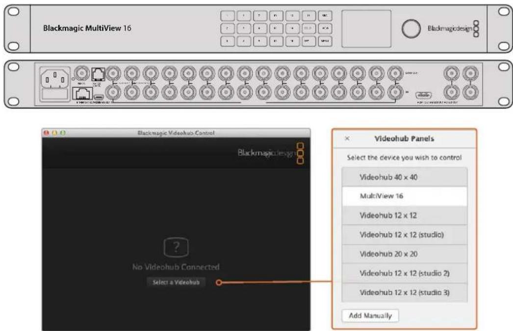Blackmagic Design Universal Videohub 72 - Configuring Network Settings on Blackmagic MultiView 16 - 1