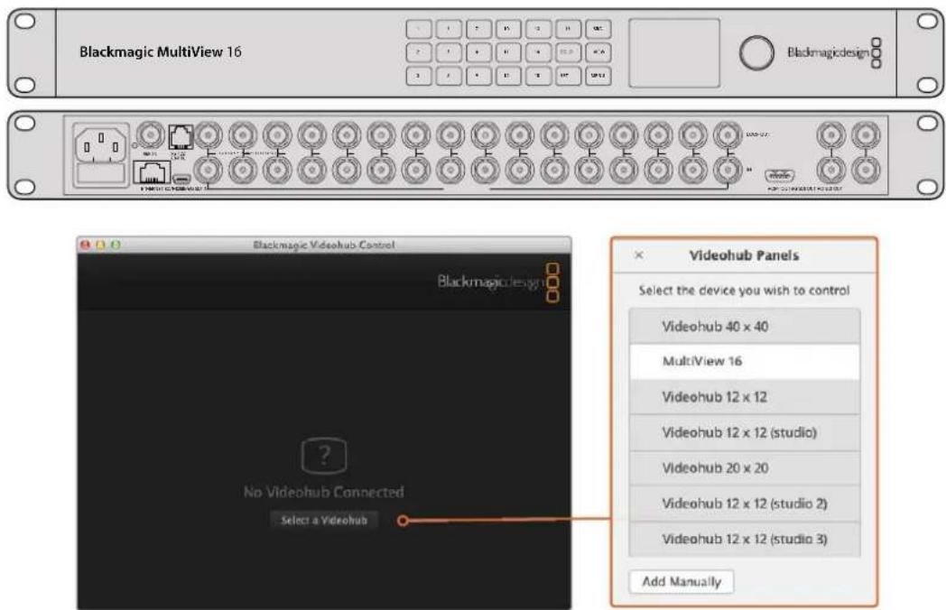 Blackmagic Design Universal Videohub 72 - Configurare le impostazioni di rete di MultiView 16 - 1