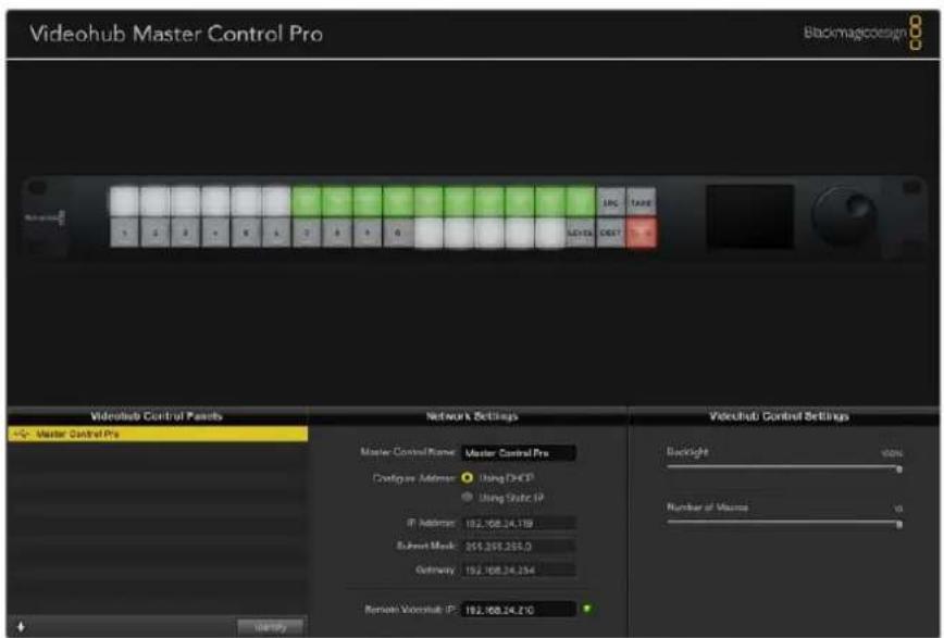 Blackmagic Design Universal Videohub 72 - Paramètres du réseau (Network) - 1