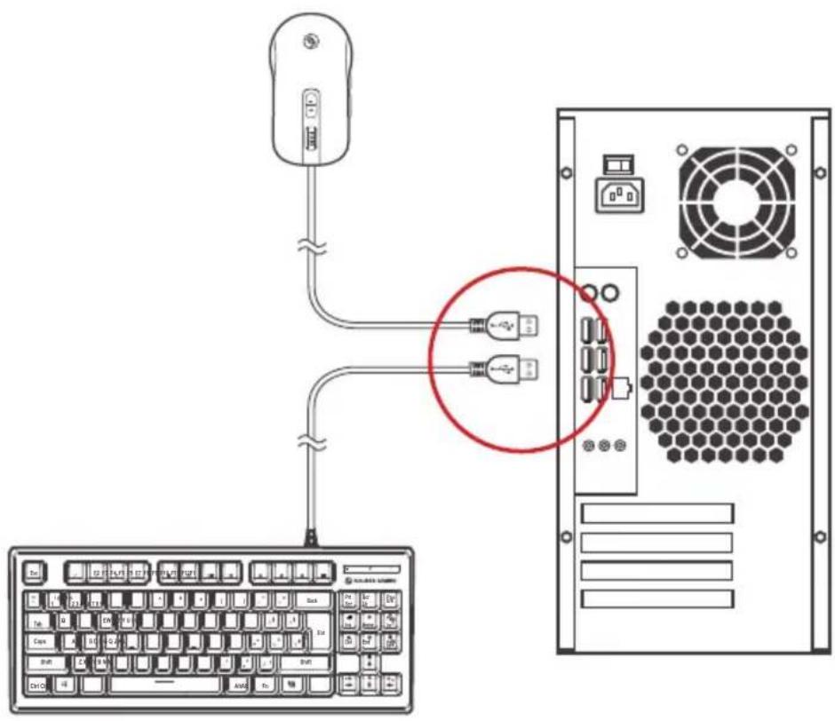 IOGEAR GKM600 - Telcado – Vista Posterior - 2