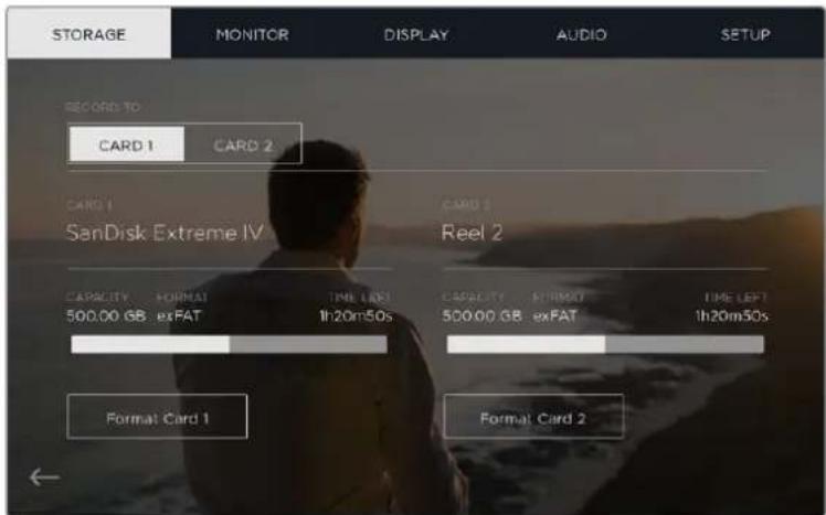Blackmagic Design Video Assist 4K digital video recorder - Configurações de Armazenamento - 1