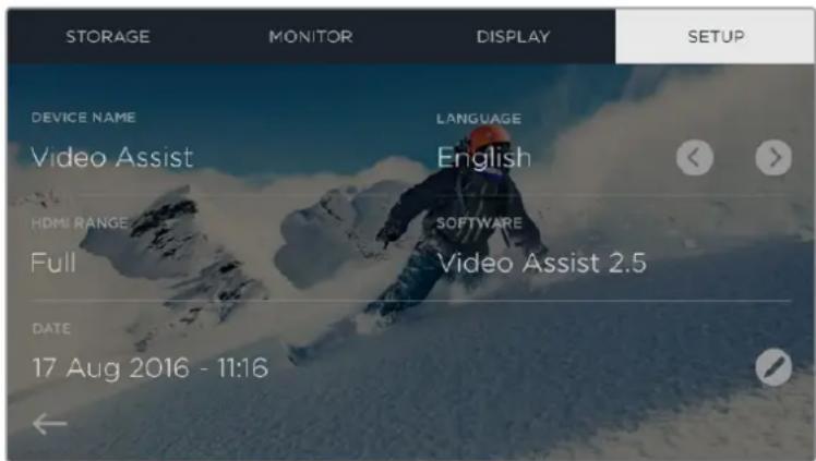 Blackmagic Design Video Assist 4K digital video recorder - Setup Settings - 1